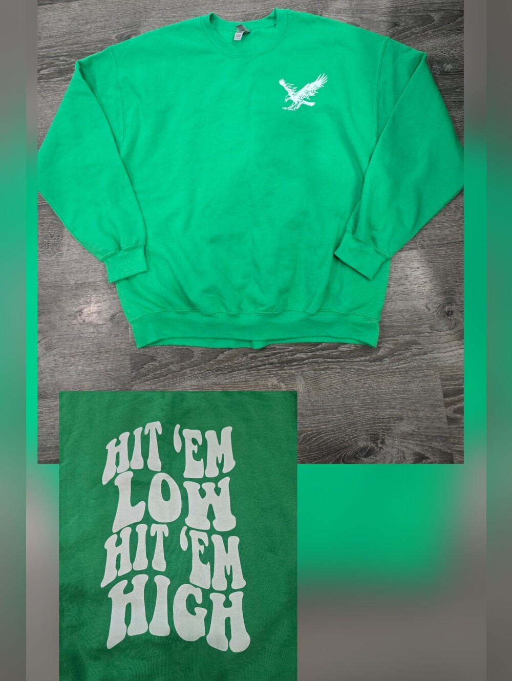 Gildan Kelly Green Heavy Blend Philadelphia Eagles Sweatshirt Sz XL - Picture 1 of 9